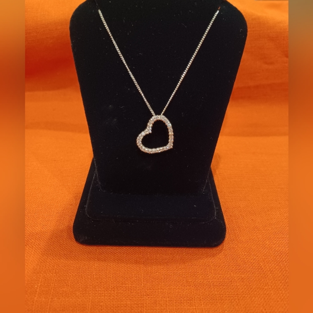 Sterling silver floating heart necklace